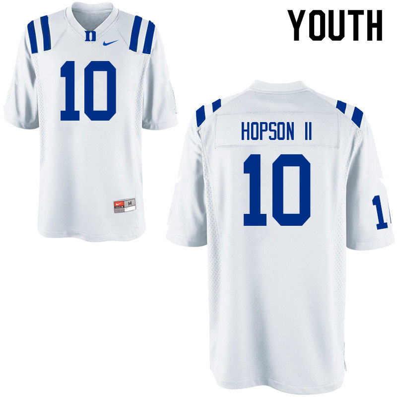 Youth #10 James Hopson II Duke Blue Devils College Football Jerseys Sale-White - Click Image to Close